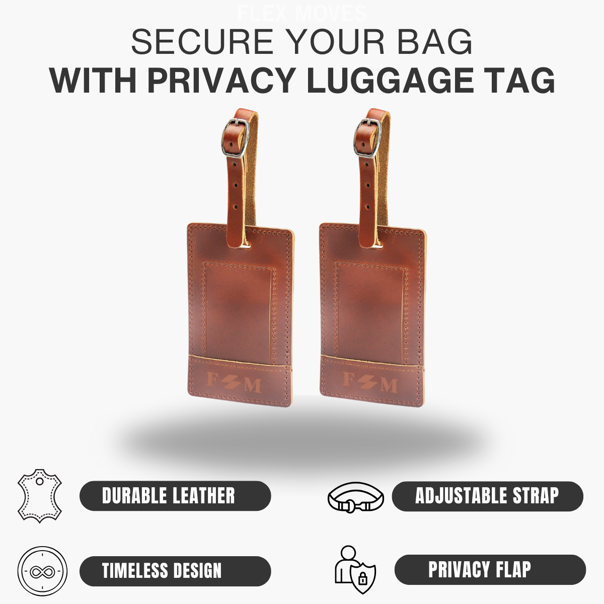 Flex Moves™ Genuine Leather Luggage Tag